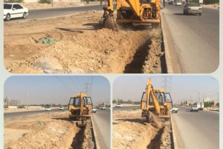 آغاز عملیات حفاری برای لوله‌گذاری آب خام در بلوار اکباتان اهواز